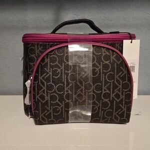 Calvin Klein Black and Pink Women's Cosmetic Travel Bag With Mini Bag